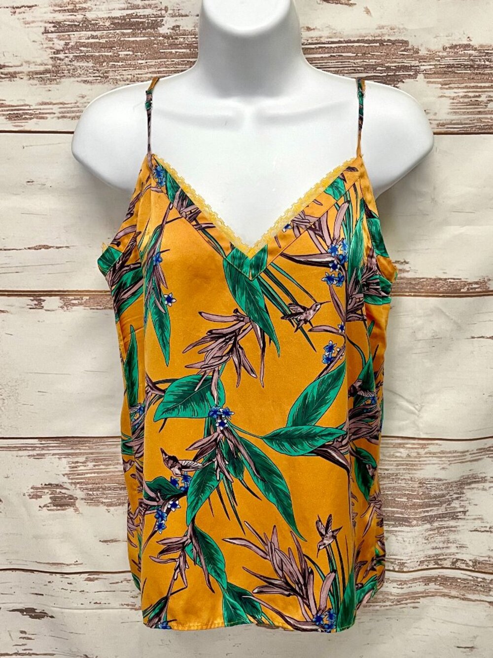 Six Ames Silk Tropical Print Cami Tank Blouse